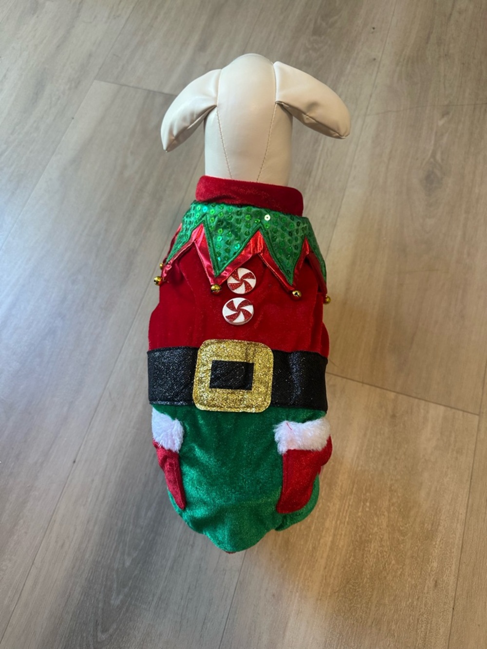 Holiday Elf Dog Costume - Red & Green Festive Outfit